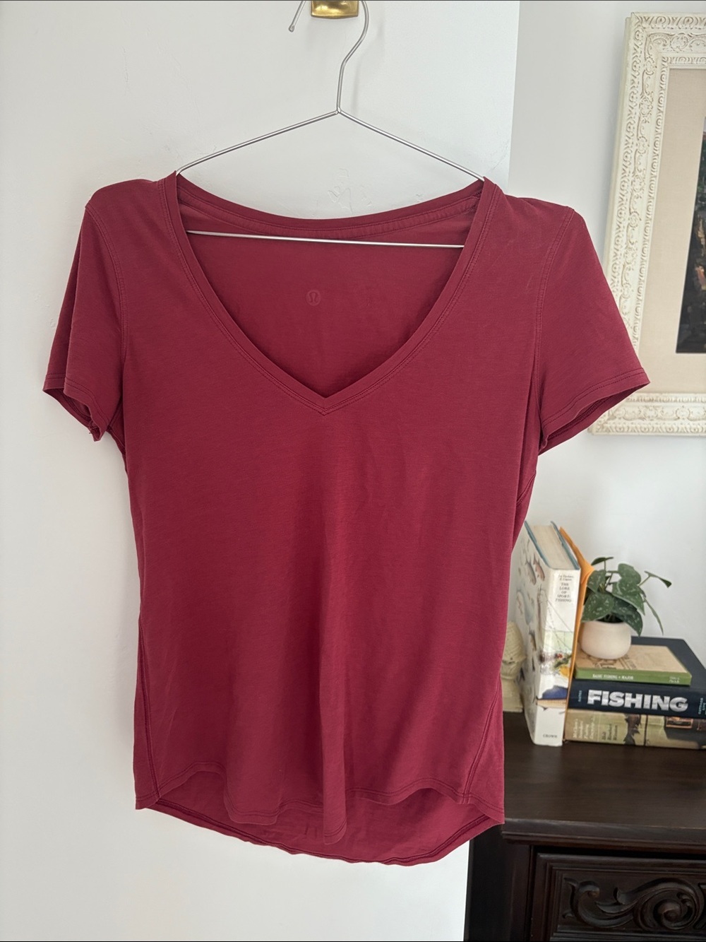 Lululemon V-Neck Short Sleeve Top - Burgundy
